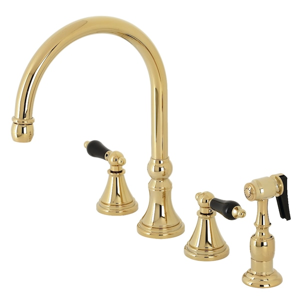 KS2792PKLBS Duchess Widespread Kitchen Faucet W/ Brass Sprayer, Brass